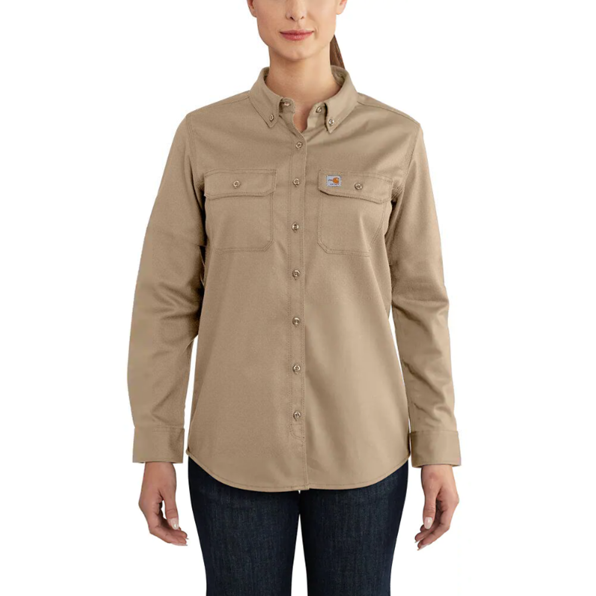 Carhartt Women's FR Rugged Flex Twill Shirt in Khaki